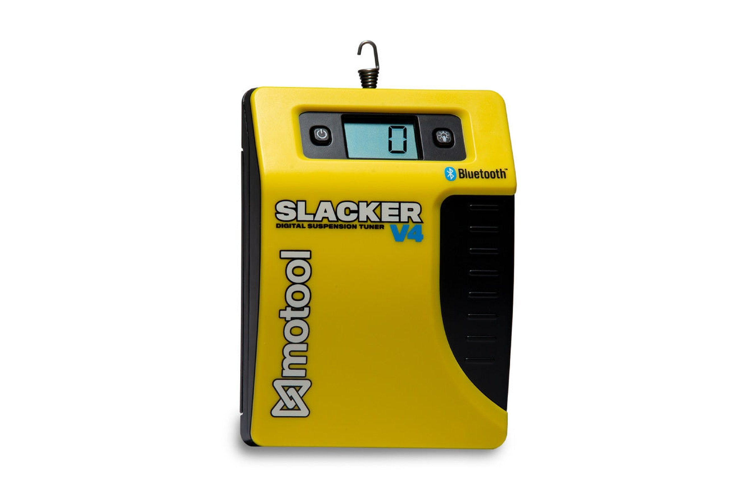 Motool Slacker V4 Bluetooth i gult och svart med digital display och krok upptill